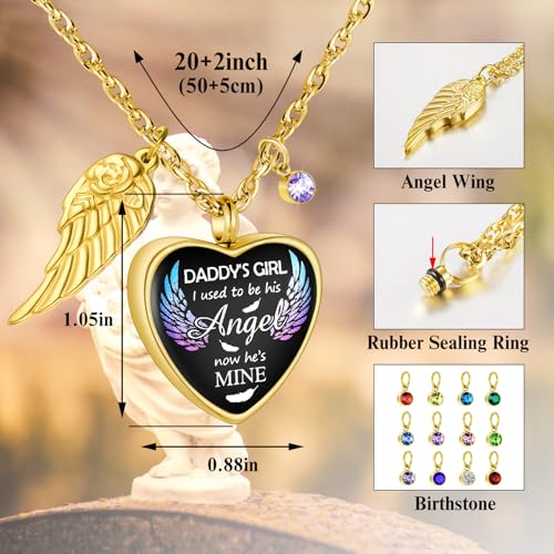 Dletay Heart Urn Necklace for Ashes Birthstones Cremation Jewelry for Ashes Stainless Steel Ash Necklace Memorial Ash Holder3