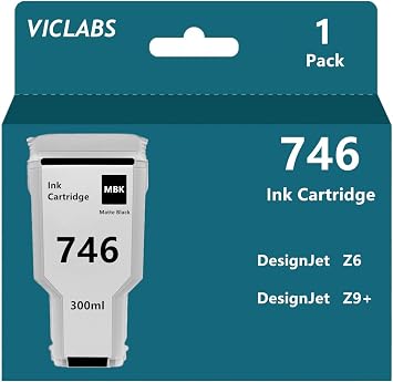 P2V83A 746 Ink Cartridges Replacement for HP 746 P2V83A Ink cartridges for use in HP DesignJet Z6 Z9+ Large Format Plotter Printers-High Yield 300ml 1-Pack, Matte Black