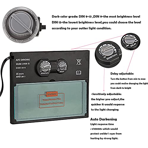Solar Powered Pro Auto Darkening Welding Lens Panel Welding Helmet/Mask Lens Automation Filter Shade #TOP2