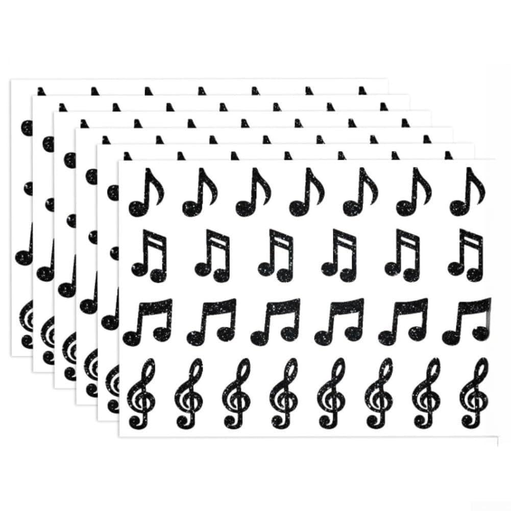 PureBowlic 20 Sheets Gold And Black Music Note Stickssers, Waterproof Music Symbol Reward Stickssers For Teachers, Easily Peel Decorative Labels For Classroom, 19X14cm(Black)