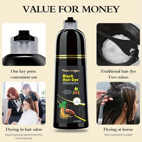 Hair Color Shampoo for Gray Hair Instant Hair Dye Shampoo Hair Coloring in Minutes Natural and Long lasting colour Hair Dye Shampoo for Men and Women 500ML - Image 5