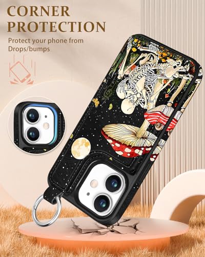 Shorogyt for iPhone 11 Wallet Case, Mushroom Skull - image 4
