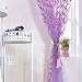 WINOMO Visillos para Ventanas Cortina Voile con Bordado Hoja Púrpura 100x200cm
