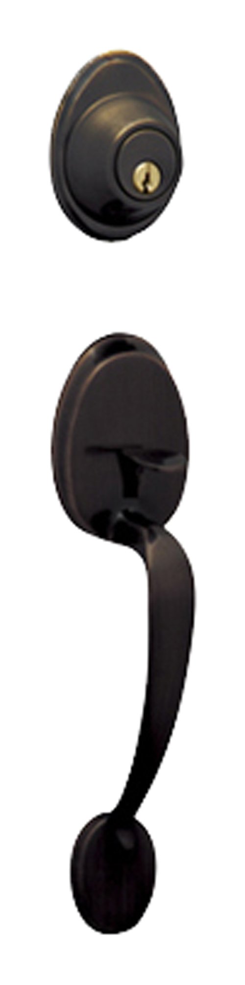 J-Series by Schlage Barcelona Exterior Front Entry Handleset, Exterior Side Grip, Aged Bronze, JH58 BAR 716 by SCHLAGE - Used condition - US$17.88