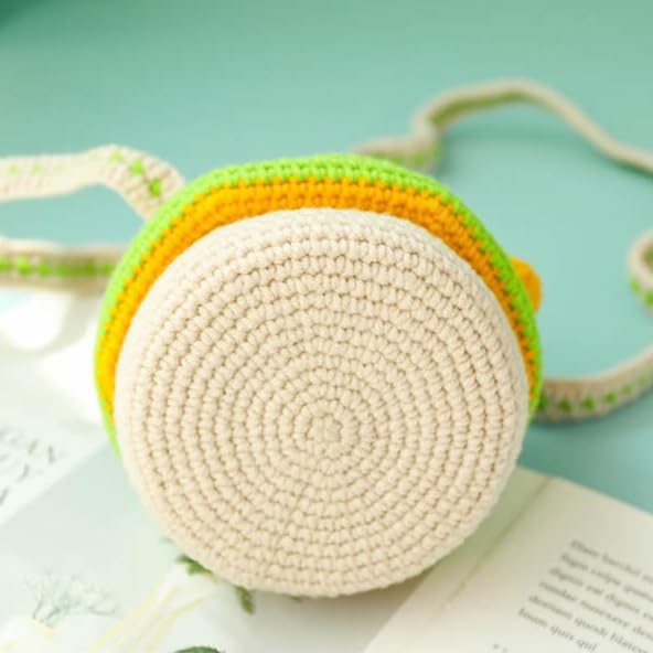 Handmade Knitted Purse Wool Knitted Mushroom Shoulder Bag for Women Crossbody Bucket Bag with Drawstring - Image 6