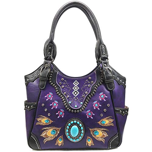 Bolso Tote Mujer Turquesa con Diseño de Pluma de Pavo Real miniatura 2