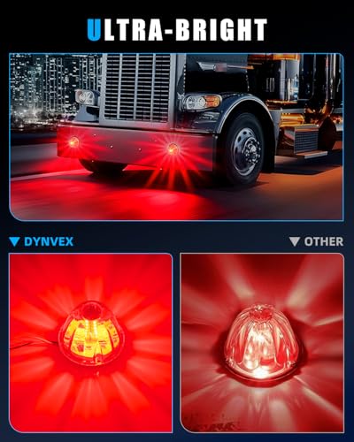 Image of Ultra-Bright 3 Function 360 Rotation Strobe Watermelon Lights for Semi Truck, [3 Lighting Modes] Red ABS Lens Red LED Side Marker Signal Lights for Kenworth Peterbilt Freightliner, 2 PCS