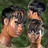 Rofa Beauty Pixie Cut Wig Human Hair Short Pixie Wigs for Black Women 1B/30 Color Glueless Layered Brazilian Virgin Human Hair Wigs For Women