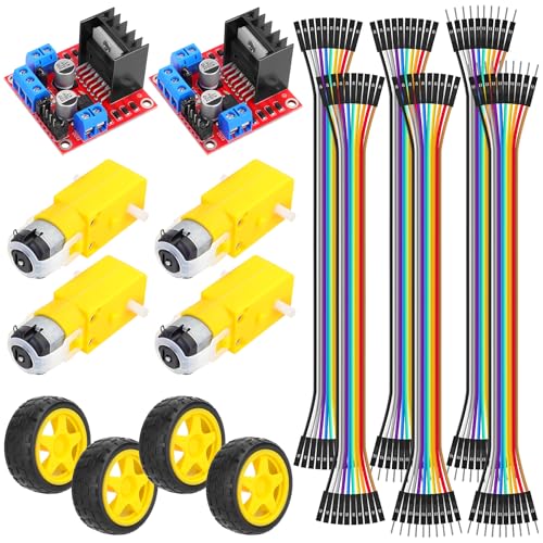 L298N Motor Driver Controller Board for Arduino Stepper Motor Kit Dual H-Bridge with 4 Sets DC Motors and Smart Car Wheel Compatible with Arduino Car Motor