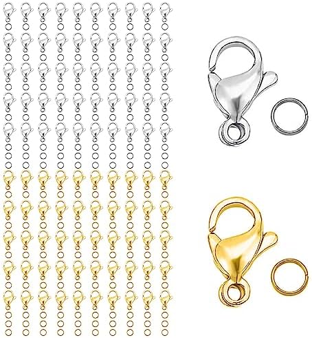 700 Piece Lobster Clasp & Jump Ring Set For Jewelry Making - Gold & Silver 12mm Clasps