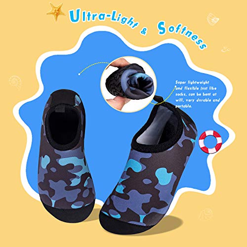 Watelves Kids Water Shoes Quick Dry Aqua Socks Non-Slip Barefoot Sports Shoes For Boys Girls Toddler (Camouflage Black, 26/27) #TOP3