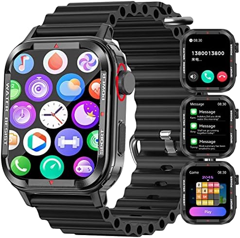 Indekos Smart Watches for Men Women,1.85" Big LCD Screen Bluetooth Calling Sport Rugged Fitness Tracker IP67 Life Waterproof Smartwatches Compatible with iPhone Android Phones (Black)