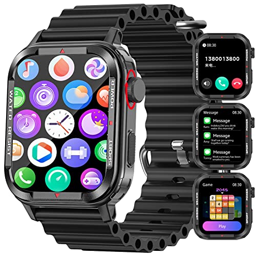 Indekos Smart Watches For Men Women,1.85" Big Lcd Screen Bluetooth Calling Sport Rugged Fitness Tracker Ip67 Life Waterproof Smartwatches Compatible With Iphone Android Phones (Black) #TOP22