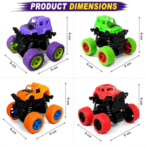 Image of 360 Rotating Stunt Monster Truck Toy for Kids | Friction Powered Off-Road Jeep Car | Flip & Spin Action Vehicle with Shock Absorbers & Anti-Skid Rubber Tires | Pack of 2