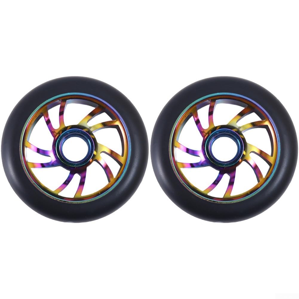 Paire de roues de scooter de 120 mm avec roulements ABEC-9, roues silencieuses absorbant les chocs et résistantes à l'usure (couleurs unies)