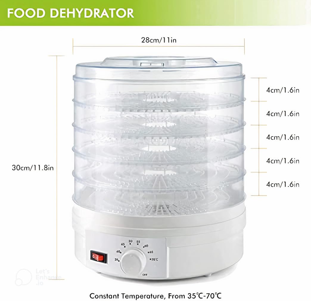 Fathom® Plastic Electric Food Saver Fruit Dehydrator Preserver Machine with 5 Stackable Tray