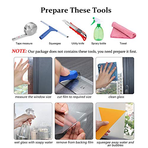 Wochitv One Way Window Film, Window Tint For Home, Heat Control Uv Sun Blocking Glass Mirror Tint Non Adhesive Static Cling Reflective Window Privacy Film (Black Silver) #TOP5