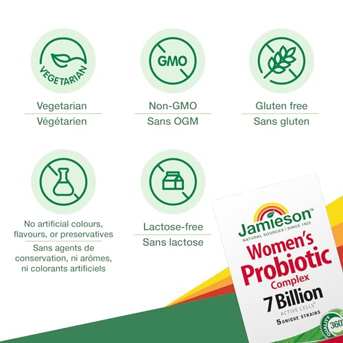 Jamieson Women's Probiotic Complex 7 Billion Active Cells, Supports Digestive Health, Intestinal Health, Gut Flora, and Vaginal Health with Lactobacillus and Bifidobacterium, Non-GMO, Gluten-Free, 45 Vegetarian Capsules by Jamieson Laboratories - Image 4