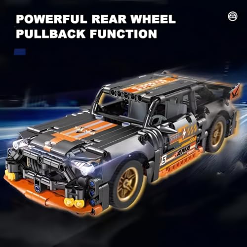 Image of Supercar Building Blocks Set, Pull Back Racing Car Construction Toy, DIY Sports Car Model Kit, STEM Learning Gift for Kids Boys Girls