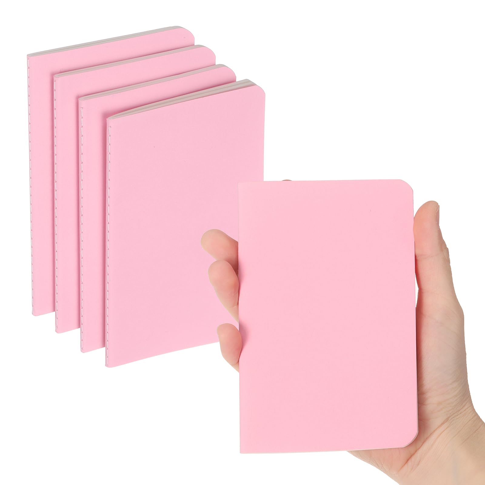 PATIKIL 4 Pack A6 Notebook, A6 Journal Mini Notebook Pocket Kraft Memo Notepads Lined Sketchbook Small 3.5x5.5 Inch 30 Sheets for Men Women Office Supplies Purse Travelers, Pink