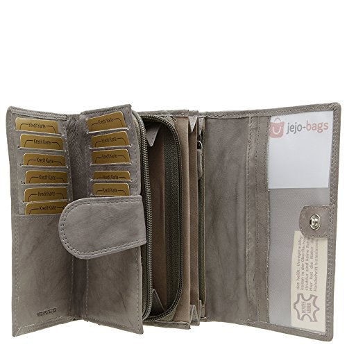 Jejo-bags damesportemonnee, grote portemonnee voor vrouwen, echt leer, met RFID-bescherming, in 5 kleuren, grijs, - Image 6
