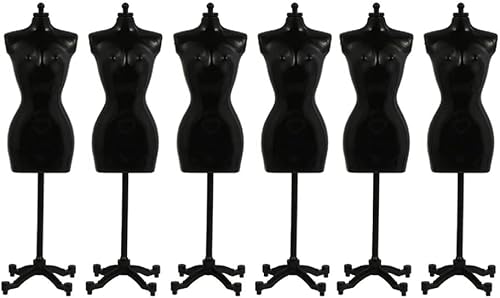 Gadpiparty 6 piezas de ropa de muñeca vestido de muñeca pequeño cuerpo de maniquí con soporte base falda de ropa soporte de exhibición torso de