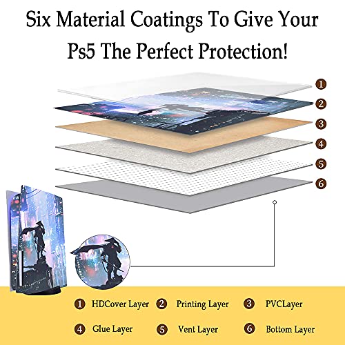 PS5 Skin for Console and Controller, Vinyl Sticker Decal Cover for Playstation 5, Whole Body Skin Protector Durable, Scratch Resistant, Compatible with Playstation 5 Disk Edition (Dark Ninja)