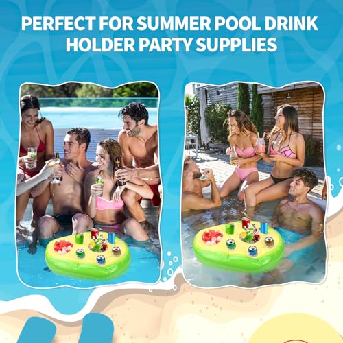Gosknor Schwimmender Getränkehalter für Pool, Aufblasbare Floaties-Tablett-Tischbar in Avocado-Form mit 8 Integrierten Getränkeschlitzen Whirlpool-Schwimmbadzubehör für Sommerparty von Erwachsenen