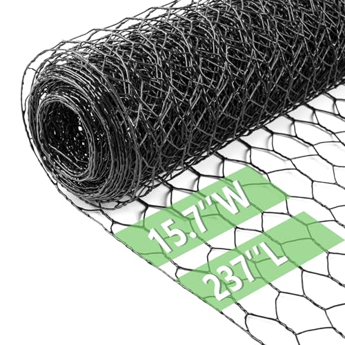 Image of Chicken Wire 15.7 in x 237 in Poultry Wire Netting Hexagonal Galvanized Mesh Garden Fence Barrier for Pet Rabbit Chicken Fencing(PVC-Coated)