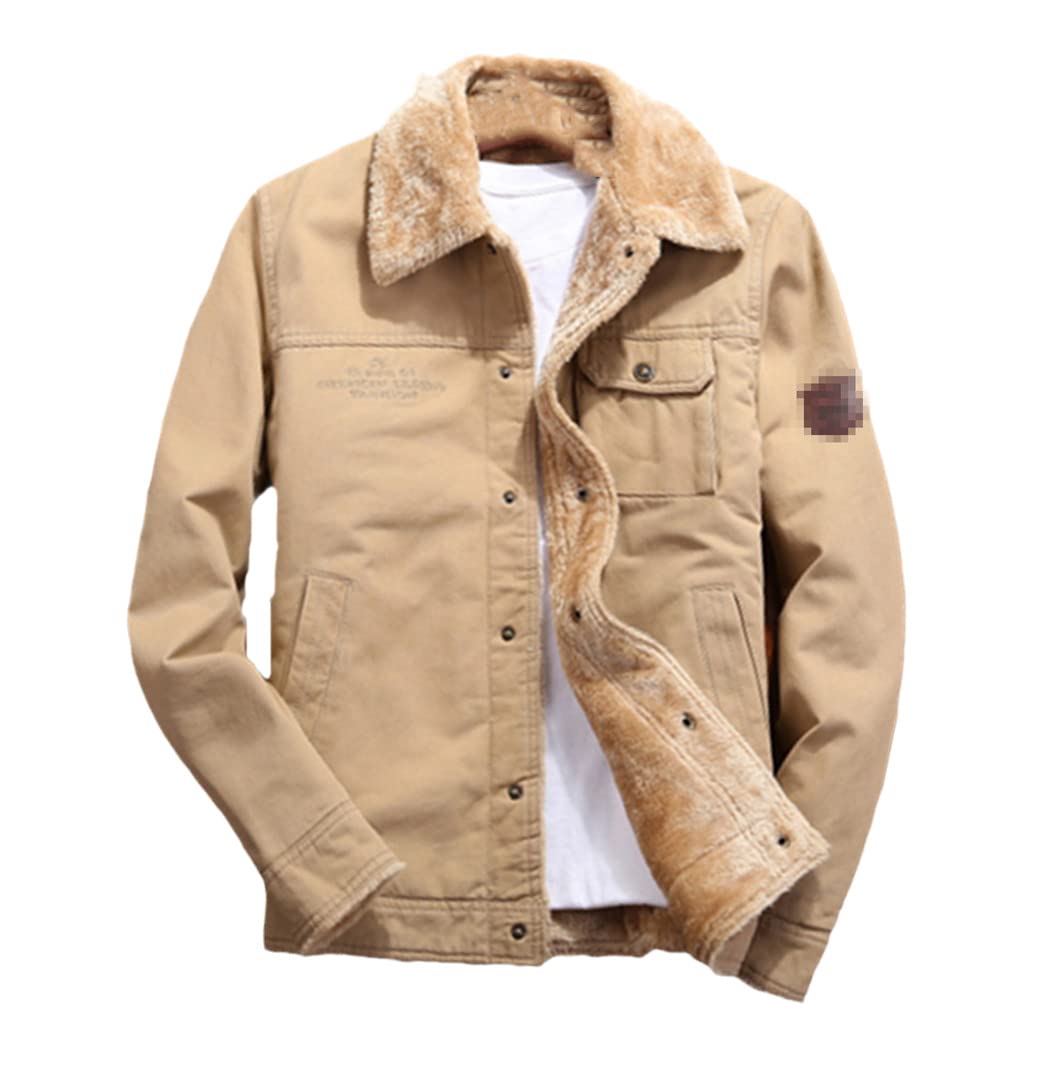 Blouson aviateur homme veste hiver polaire chaude kaki décontracté taille L