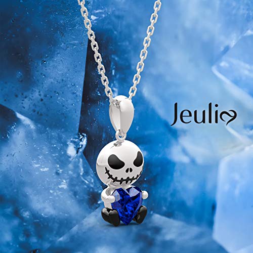Image of Jeulia Hug Me Love Confession Skull Heart Cut Sterling Silver Necklace for Women Wife Girlfriend Engagement Wedding Anniversary or Birthday Christmas With Jewelry Box