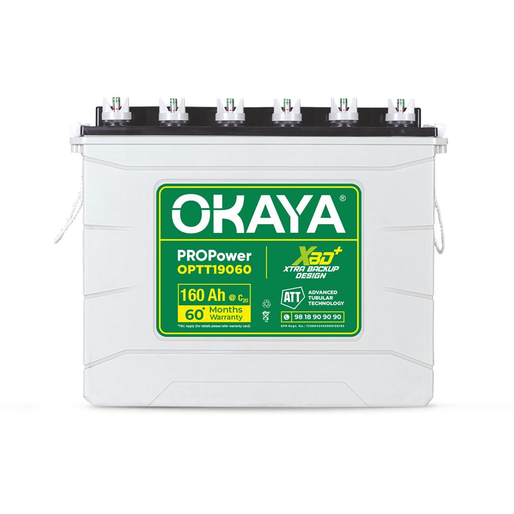 Okaya Propower OPTT19060 160Ah Advanced Tall Tubular Inverter Battery for Home, Office & Shops | Robust & Compact Design | Extra Backup Plus (XBD+ Technology) | 60 Months Total Warranty