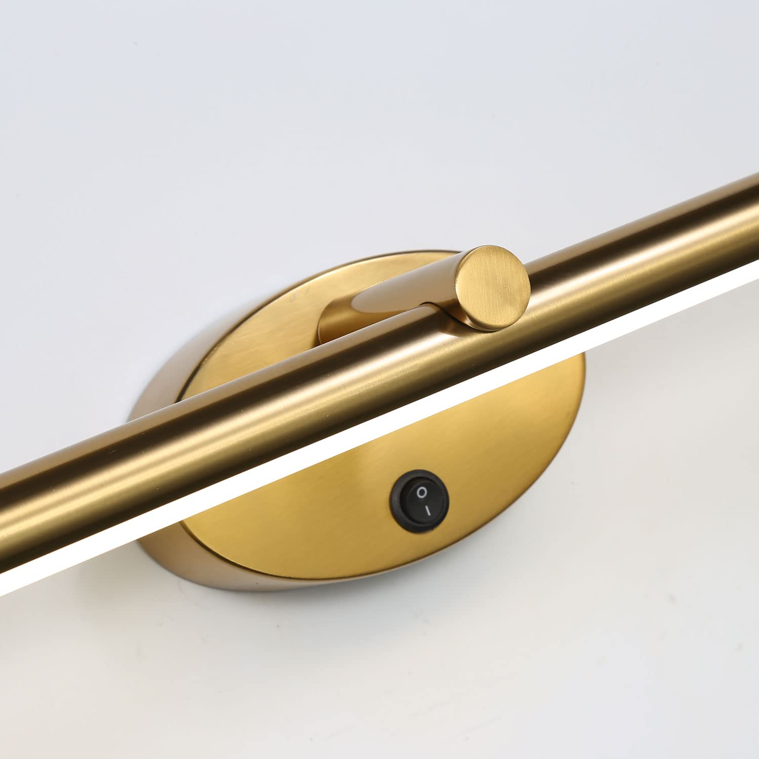 46CM Modern Spiegelleuchte Bad mit Schalter 8W - LED Wandlampe Waschtisch Wandleuchte Spiegelleuchten Badezimmer Spiegel Nachttisch Leselampen Bilderleuchte Lampe über Spiegel，Warmweiß Gold