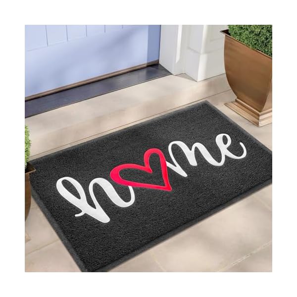   EARTHALL-Door-Mat-Outdoor-Indoor-Home-Doormat-30x175-Durable-Floor-Mat-Non-Slip-Rug-Ultra-Absorb-Mud-Easy-Clean-Front-Doormat-for-Garage-Entryway-Patio-High-Traffic-Areas-Black