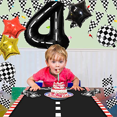 Race Car Numbers Balloon Foil Star 4St Birthday Balloons Racetrack Number Party Balloons Decoration Supplies For Boy, Girls, Racing Cars Theme Balloons Party Decor Party Favor For Birthday, Holidays #TOP3