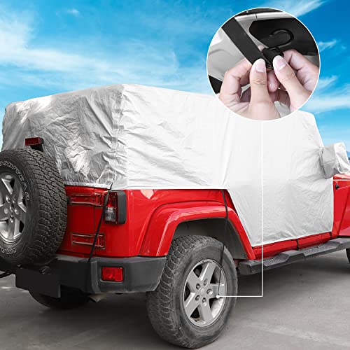 Image of RAZPOY for Jeep Car Cover Waterproof All Weather Protection, Car Rain Sunshade Snow UV Cover Exterior Accessories for Jeep Wrangler JK JL 2007-2022, 4-Door