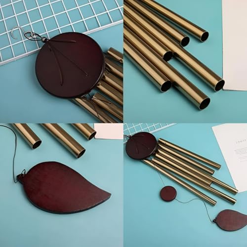 Image of Wind Chimes for Outside, 30 inch Wooden Sympathy Wind Chimes Memorial Wind Chime for Loss of Loved One Mother Father, Sympathy Gift Home Decor Outdoor Garden Patio (Gold)