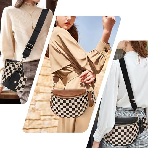 Image of Checkered Crossbody Bag, Bum Bags for Women Crossbody,Spacious Sling Bag Purse Fanny Packs with Shoulder Strap