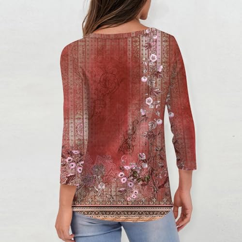 HTHLVMD Womens 3/4 Length Sleeve Tunic Tops Summer Fall Outfits 2025 Three Quarter Sleeve Casual V Neck T Shirts for Women