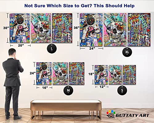 3 Pieces Graffiti Canvas Wall Art, Cool Graffiti Street Art Poster, Modern Street Graffiti Framed Art Canvas, Pop Skull Grafitti Wall Art Painting For Living Room 72X36 Inches #TOP4