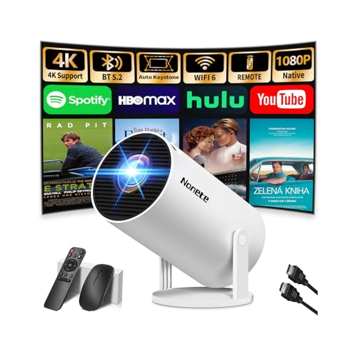 [App Integrada] Proyector Portátil, 1080P Full HD Mini Proyector Vídeo con Soporte 4k, Corrección Trapezoidal Automática, para TV Stick/USB/HDMI,Mini Proyector Vídeo