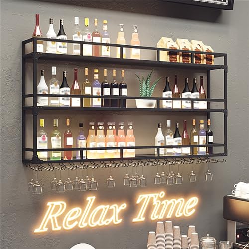 Support pour verres à vin et étagères flottantes de bar mural - 7