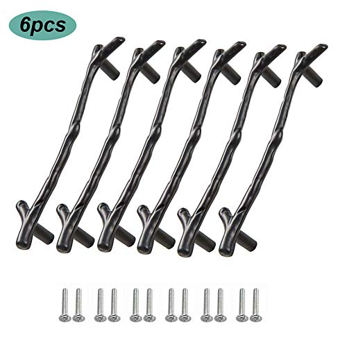 6/10pcs negro solo/96mm/128mm agujero centros Ramas forma creativo Vintage antiguo armario de la cocina gabinete de la puerta cajón cajón tira maneja muebles