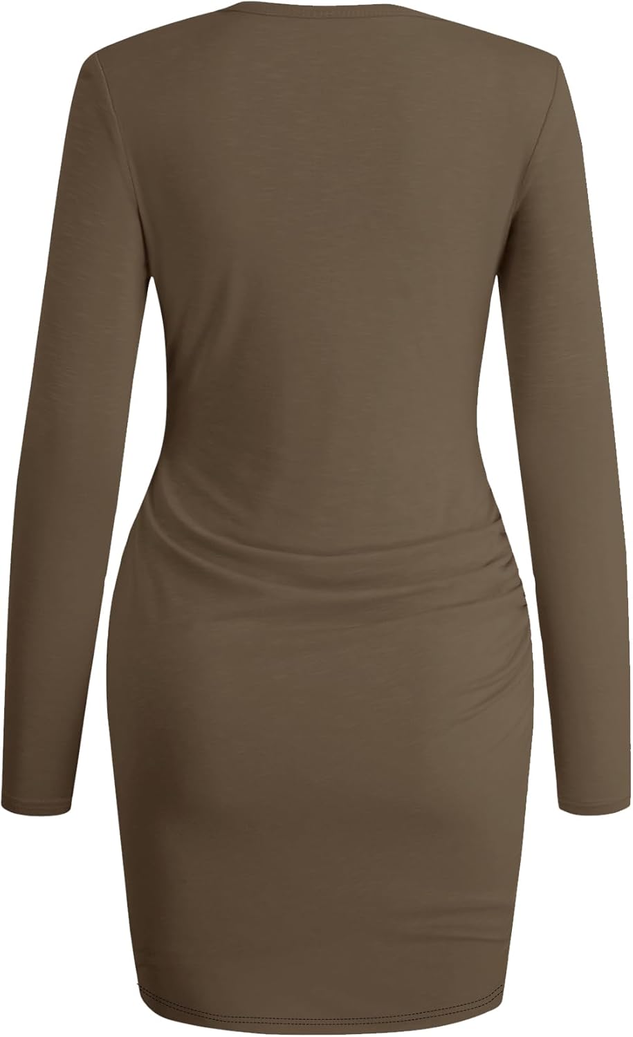 AUXDIO Women Bodycon Long Sleeve Dresses Casual Ruched Wrap 2026 Spring Fall Party Club Mini Dress - Image 6