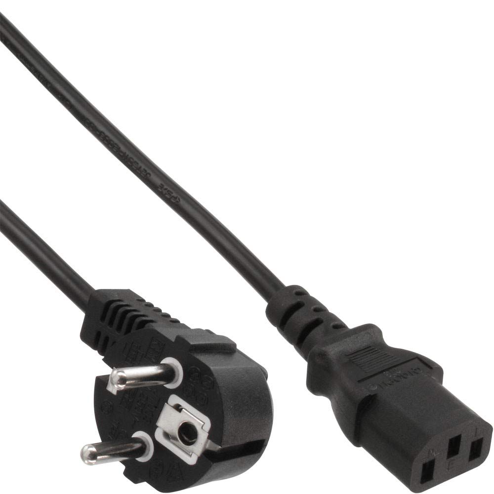 5x InLine Netzkabel Schukostecker gewinkelt auf Kaltgeraetestecke schwarzr 5m