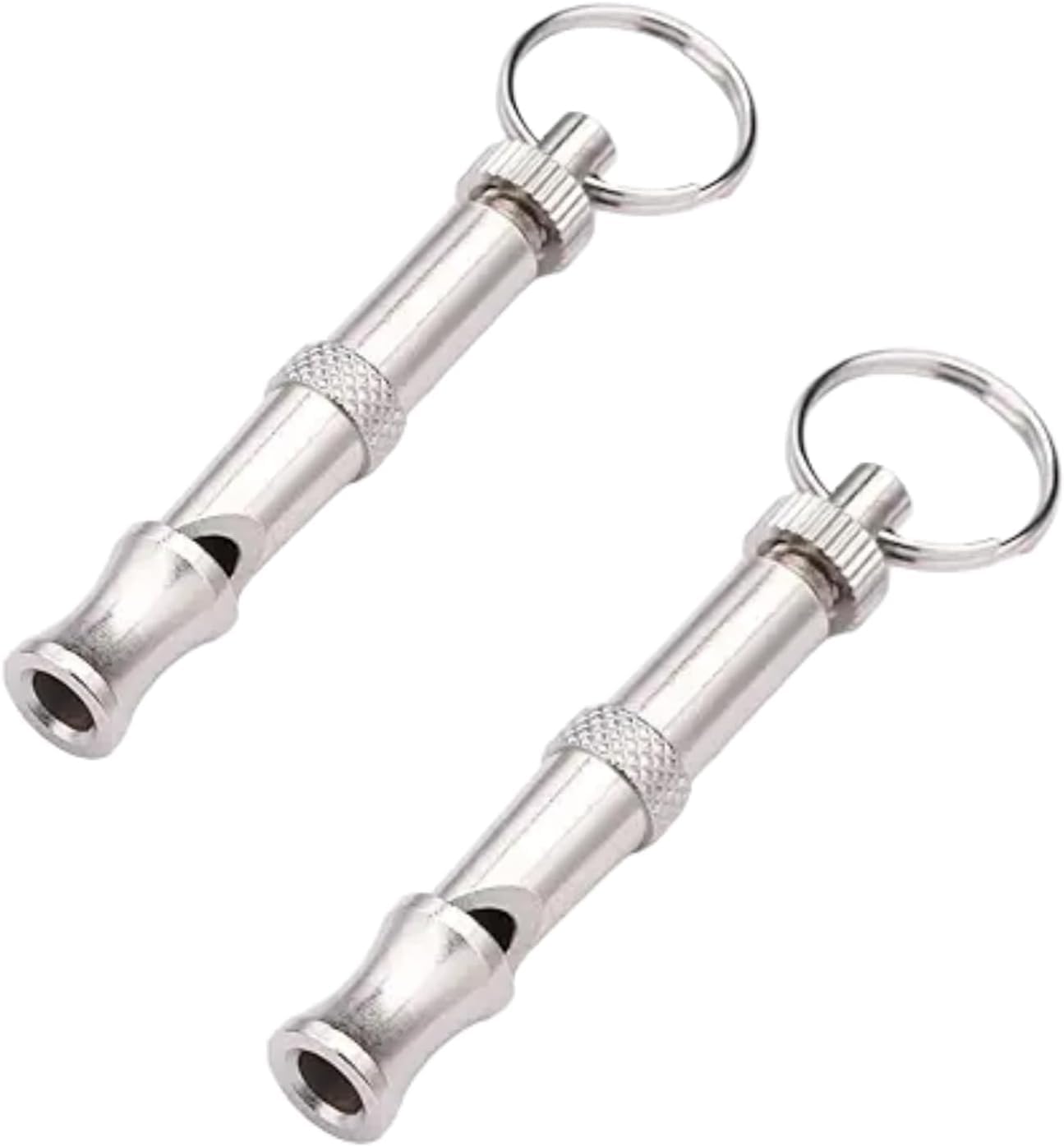 Elzhan 2Pcs Silver Adjustable Ultrasonic Dog Whistle, Portable Dog Training and Behavior Aids, Pet Whistle Supersonic Whistle Dog Whistles for Pet Training, Dog Whistles