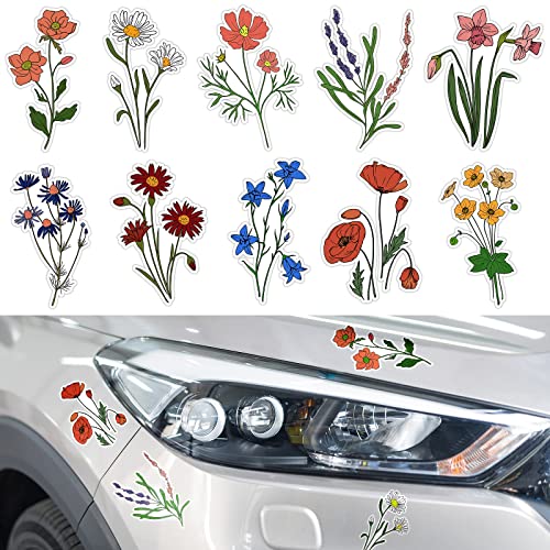 Perkoop 10 Pcs Flower Car Vinyl Decal Sticker Waterproof Bloom Flower Bumper Decal Spring Blossom Car Decals For Automotive Suv Trucks Wall Laptop Water Bottles Scrapbook Window Decor Accessories #TOP6