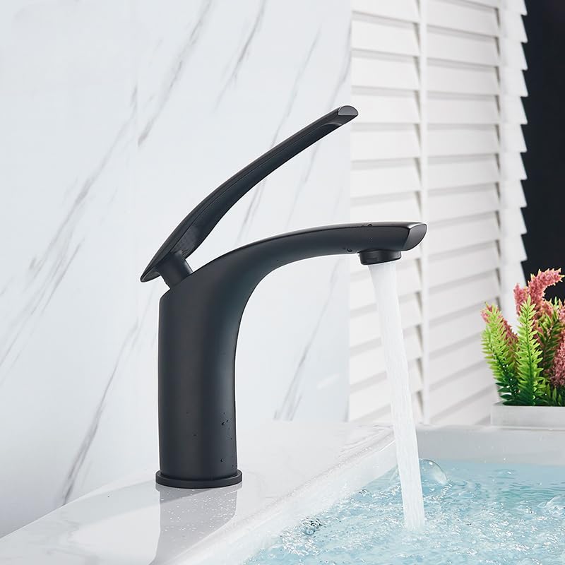 Mitigeur robinet d'évier eau chaude froide robinets de bain en laiton noir
