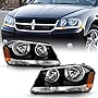 ACANII - For 2008-2014 Dodge Avenger [R/T Style] Black Housing Headlights Headlamps Replacement Pair Set Left+Right