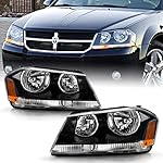 ACANII - For 2008-2014 Dodge Avenger [R/T Style] Black Housing Headlights Headlamps Replacement Pair Set Left+Right